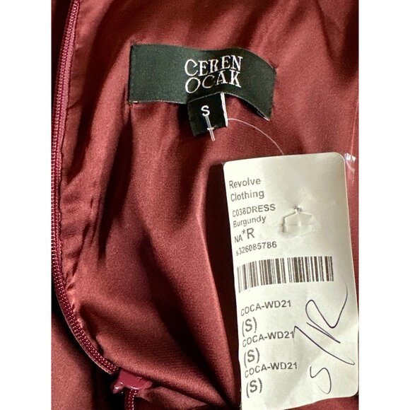 Ceren Ocak Satin Dress in Burgundy Small New Womens Long Maxi Gown - Picture 8 of 9